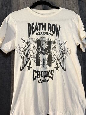 Crooks & Castles White T‑Shirt with Black Death Row Graphic